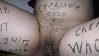 Bodywriting slut wife into cumshot POV gangbang! – Roleplay