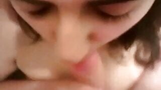 Cheating Indian girlfriend blowjob and facial with English