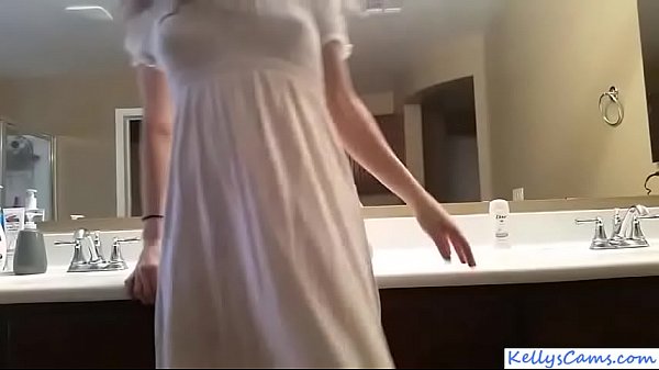 Webcam girl riding pink dildo on bathroom counter – KellysCams.com