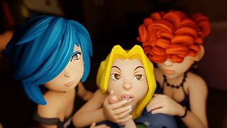 Triple Blowjob n Handjob – 3D POV